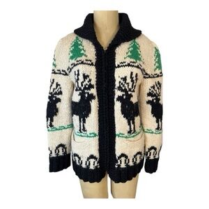 Vintage 1950’s Cowichan Women Hand Knit Wool Cardigan